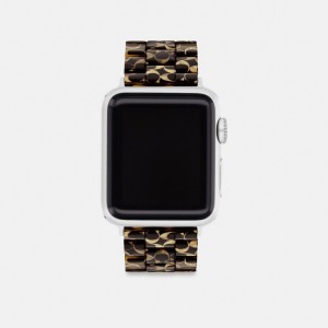 COACH® Apple Strap, 38 Mm, 40 Mm And 41 Mm Ur Dame Guld Sort | DKPJY473