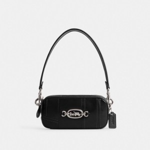 COACH® Avery In Patchwork Skulder Taske Dame Sølv Sort | DKCTQ225