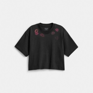 COACH® Buy Now Lip Print Cropped T Shirts Dame Sort | DKZUS587