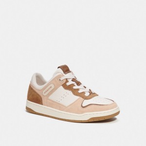 COACH® C201 Low Top Sneakers Dame Hvide Brune | DKDFQ711