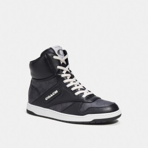 COACH® C202 High Top In Signature Canvas Sneakers Herre Grå Sort | DKGSZ946