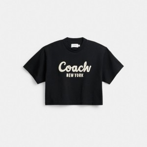 COACH® Cursive Signature Cropped T Shirts Dame Sort | DKJPO584