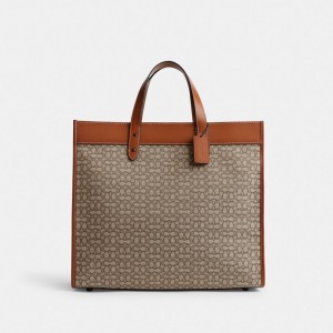 COACH® Field 40 In Micro Signature Jacquard Mulepose Dame Grå | DKUZG158