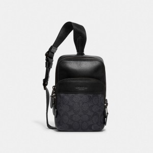 COACH® Gotham Sling Pack 13 In Signature Canvas Håndtaske Dame Grå | DKUZN249