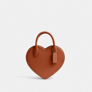 COACH® Heart In Regenerative Leather Crossbody Taske Dame Brune | DKFDH294