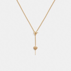 COACH® Heart Lollipop Lariat Halskæde Dame Guld | DKFDI502