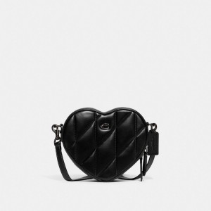 COACH® Heart With Quilting Crossbody Taske Dame Blå Grå Sort | DKGSG293