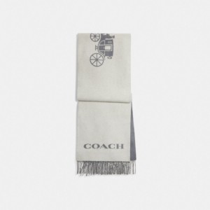 COACH® Horse And Carriage Cashmere Muffler Tørklæde Dame Grå | DKPJI421