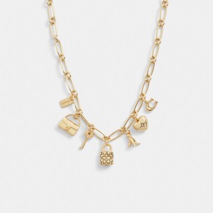 COACH® Iconic Charm Chain Halskæde Dame Guld | DKHAY500