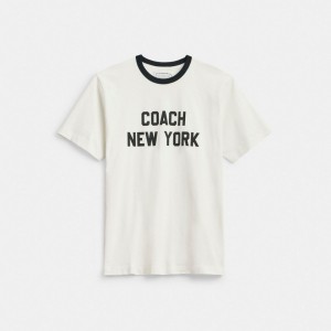 COACH® New York T Shirts Dame Hvide | DKPJW577