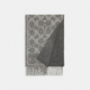 COACH® Reversible Signature Cashmere Muffler Tørklæde Dame Grå | DKYXR417