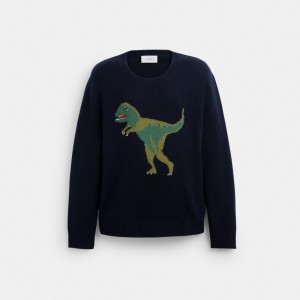 COACH® Rexy Crewneck Sweater Dame Mørkeblå | DKXYB599