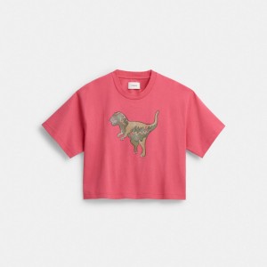 COACH® Rexy Cropped T Shirts Dame Lyserød | DKILM575