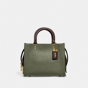 COACH® Rogue 25 In Regenerative Leather Skulder Taske Dame Grøn Flerfarvede | DKGSL189