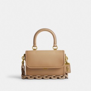 COACH® Rogue Top Handle Håndtaske Dame Beige | DKXYA235