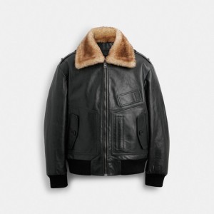 COACH® Shearling Utility Jakke Herre Sort | DKGSK917