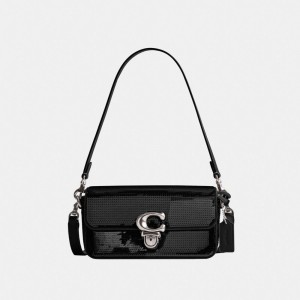 COACH® Studiouette With Sequins Crossbody Taske Dame Sølv Sort | DKNWW280