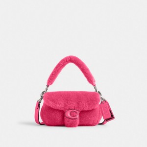 COACH® The Lil Nas X Drop Tabby 18 In Shearling Skulder Taske Dame Sølv Lysefuchsia | DKLIM170