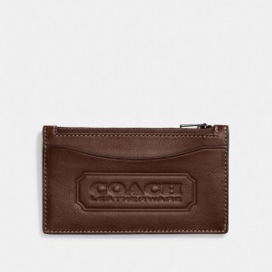 COACH® Zip With Badge Kortetui Dame Kaffe | DKJDK324