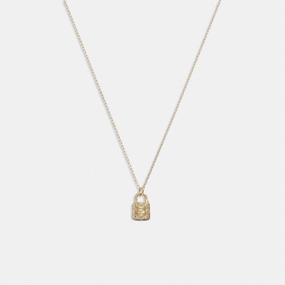 COACH® 14 K Quilted Signature Padlock Pendant Halskæde Dame Guld | DKILF508