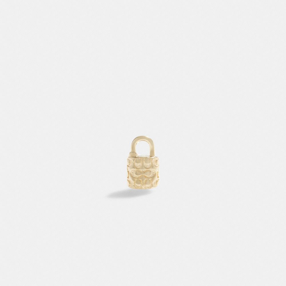 COACH® 14 K Quilted Signature Padlock Single Stud Øreringe Dame Guld | DKVRB545