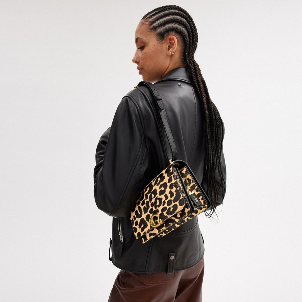 COACH® Bandit In Haircalf With Leopard Print Skulder Taske Dame Leopard | DKZUM223