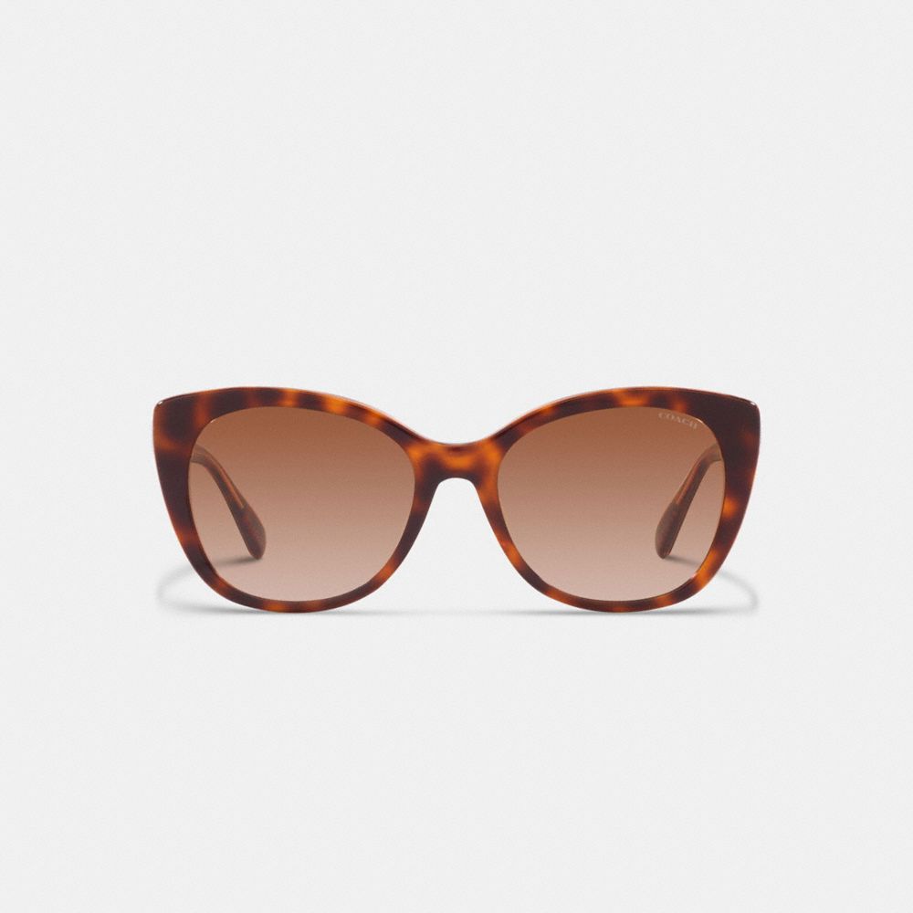 COACH® Beveled Signature Oversized Cat Eye Solbriller Dame Lyserød | DKTCX407