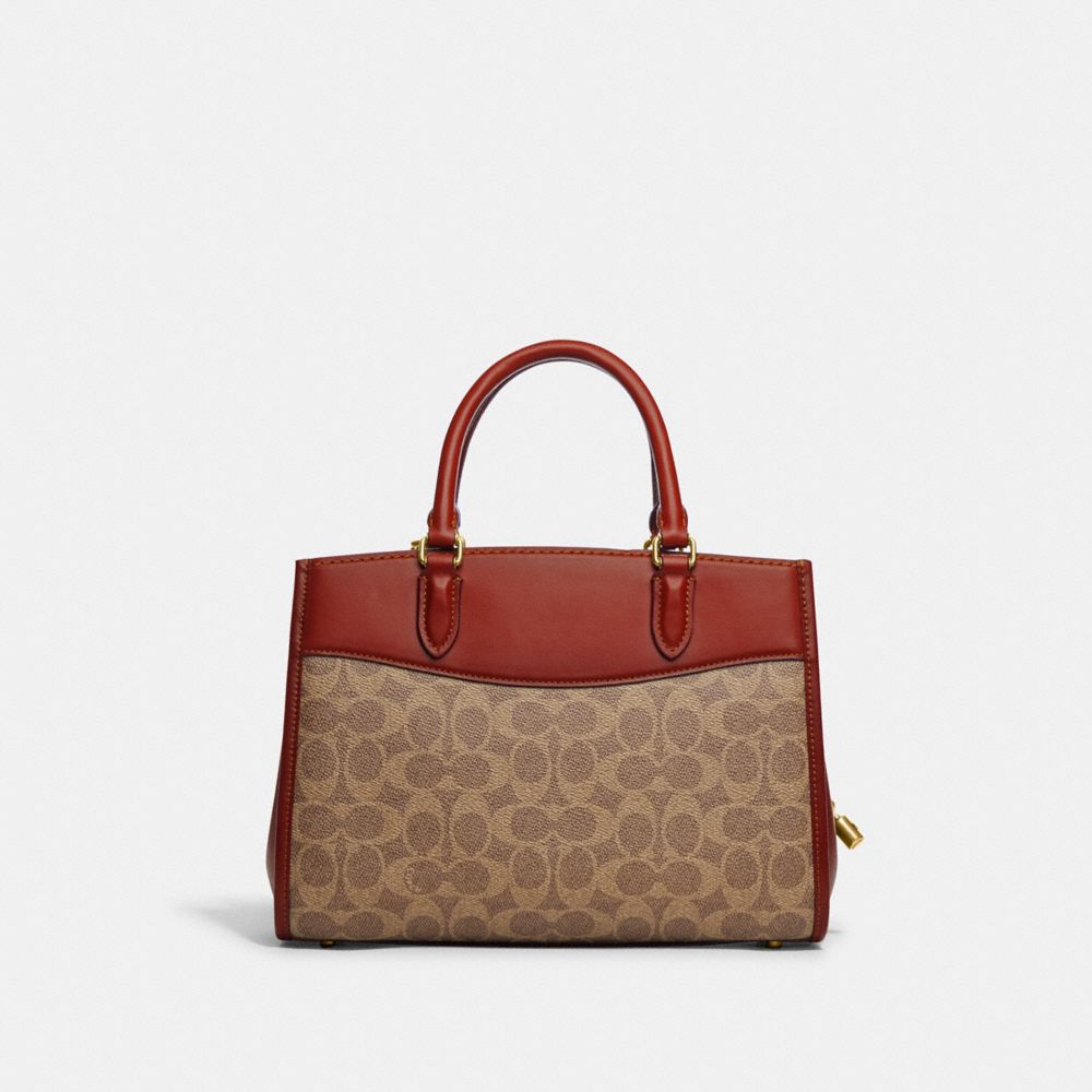 COACH® Brooke Carryall 28 In Signature Canvas Håndtaske Dame Brune Rød | DKYXP261