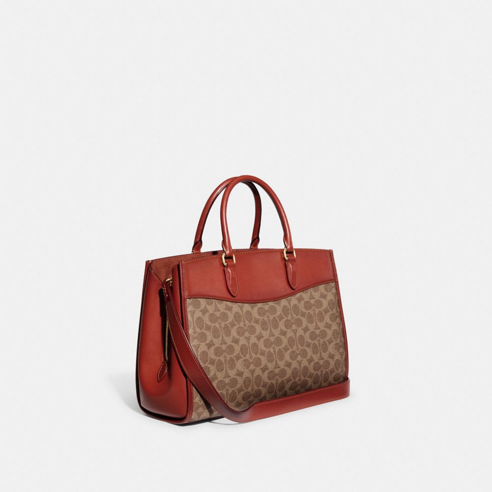 COACH® Brooke Carryall In Signature Canvas Håndtaske Dame Brune Rød | DKTCO260