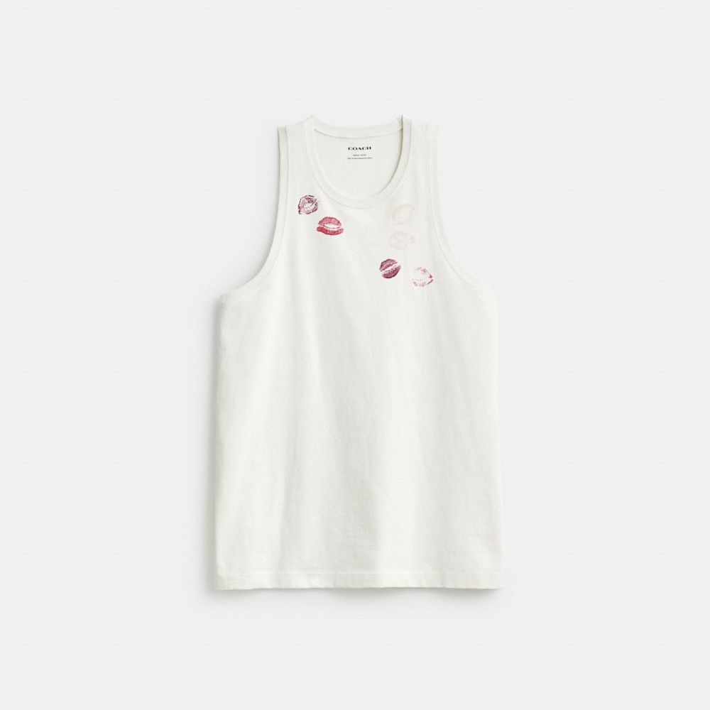 COACH® Buy Now Lip Print Top Tank Top Dame Hvide | DKWNK566