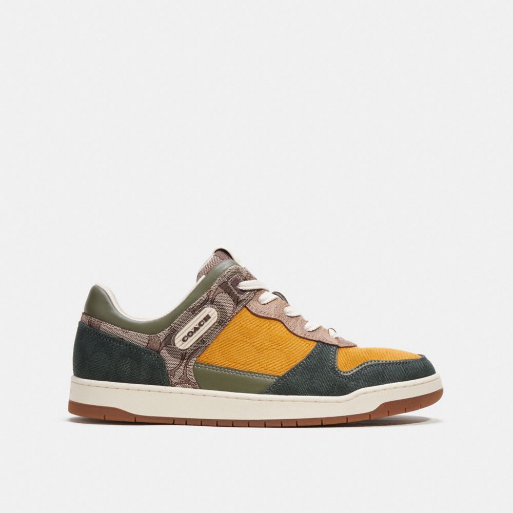 COACH® C201 In Mixed Signature Fabric Sneakers Herre Grøn | DKCTM953