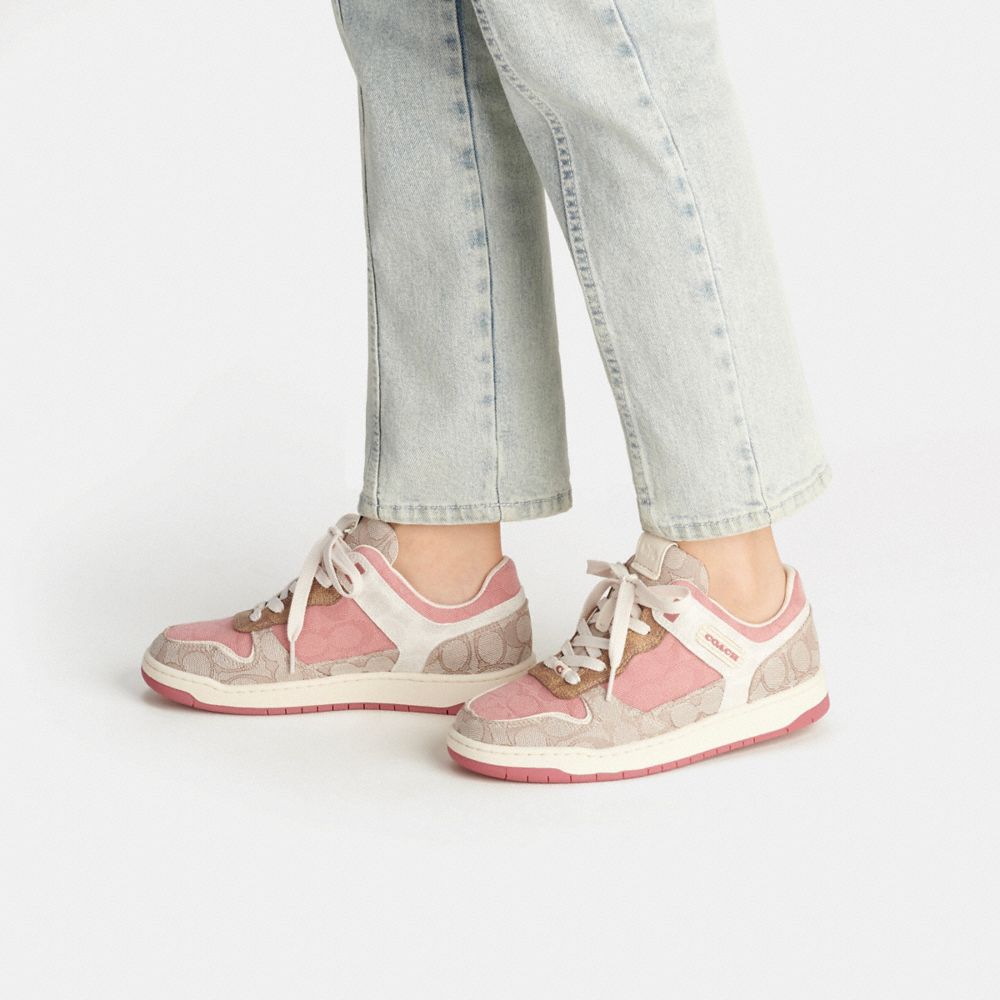 COACH® C201 Low Top In Signature Sneakers Dame Grå | DKFDM710