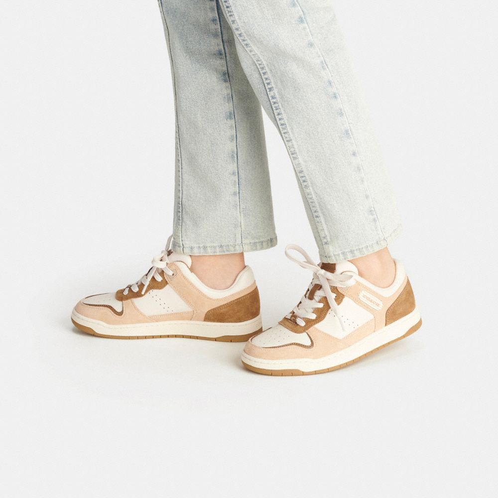 COACH® C201 Low Top Sneakers Dame Hvide Brune | DKDFQ711