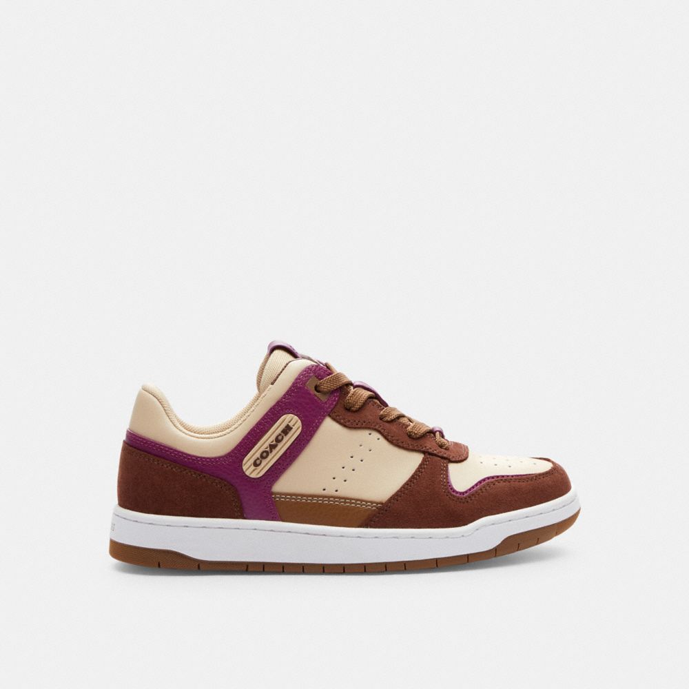 COACH® C201 Low Top Sneakers Dame Hvide Dyb Lilla | DKAHE713