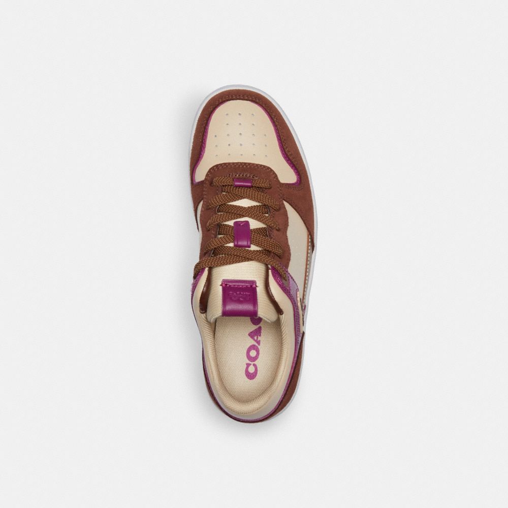 COACH® C201 Low Top Sneakers Dame Hvide Dyb Lilla | DKAHE713