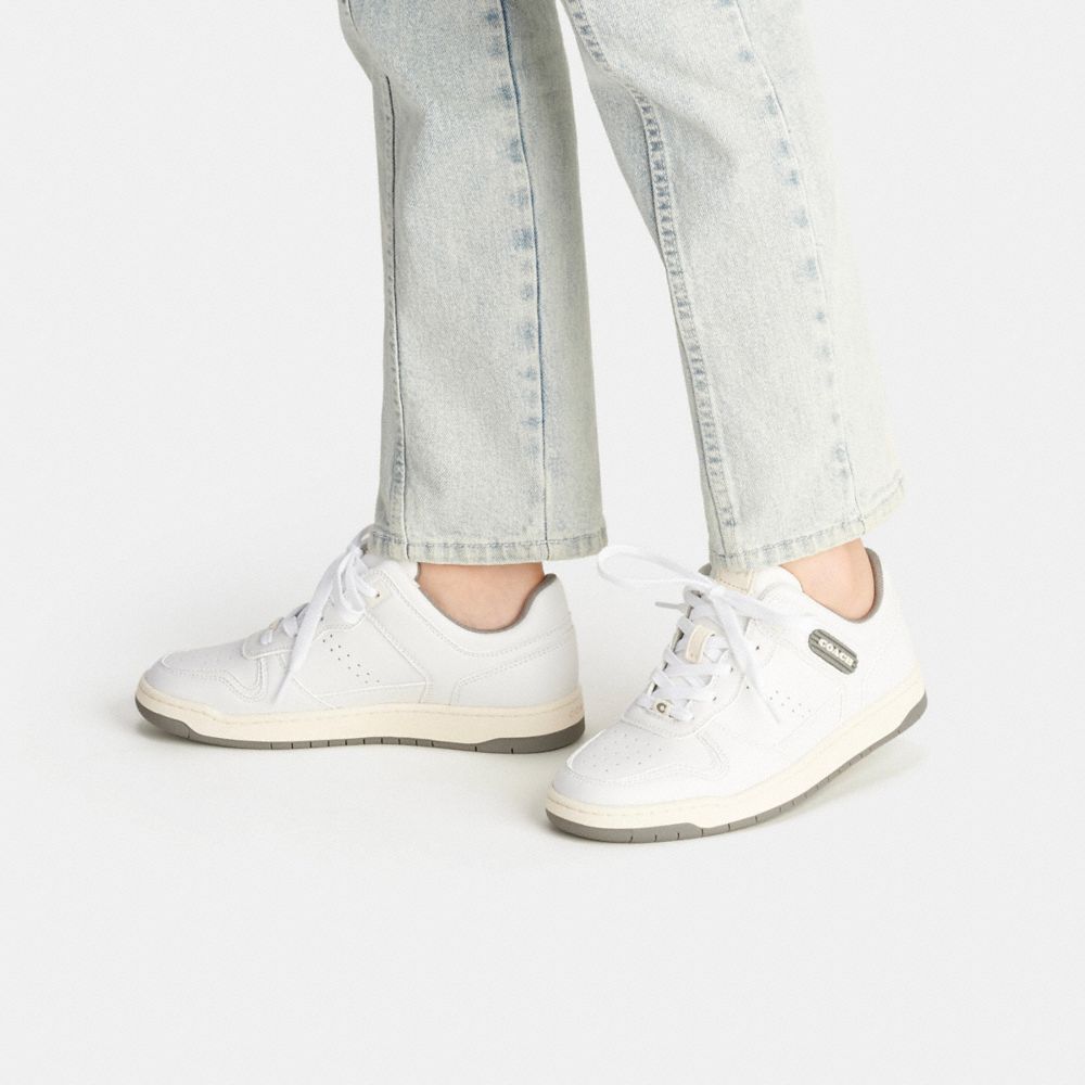 COACH® C201 Low Top Sneakers Dame Hvide Grå | DKSGW712