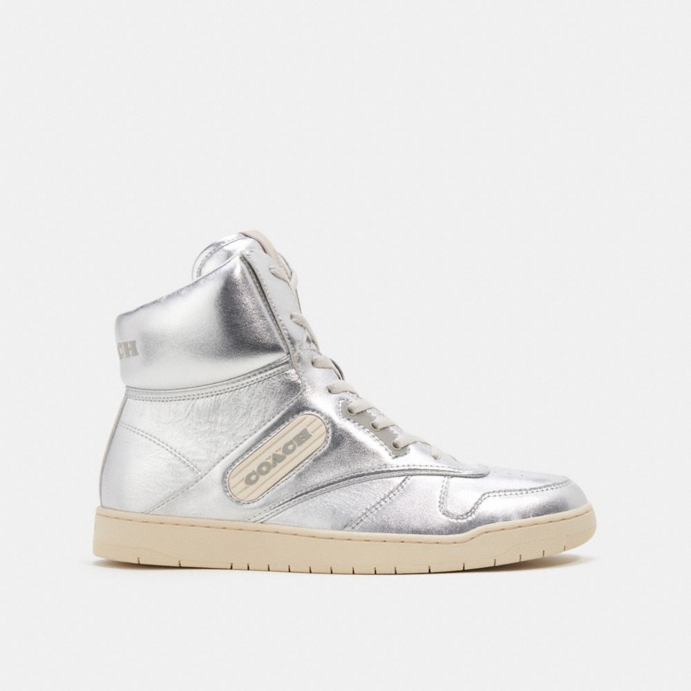 COACH® C202 High Top Sneakers Dame Sølv | DKGSM709