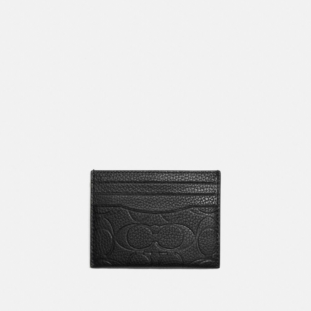 COACH® Card Case In Signature Leather Håndtaske Dame Sort | DKQMT256