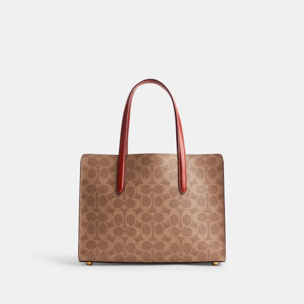 COACH® Carter Carryall 28 In Signature Canvas Håndtaske Dame Brune Rød | DKRVQ252