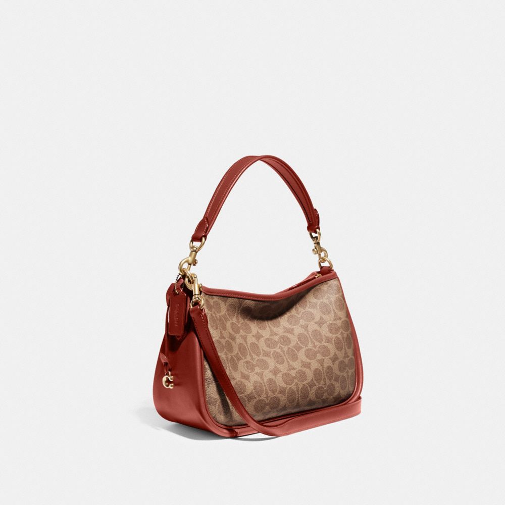 COACH® Cary In Signature Canvas Crossbody Taske Dame Brune Rød | DKYXI313