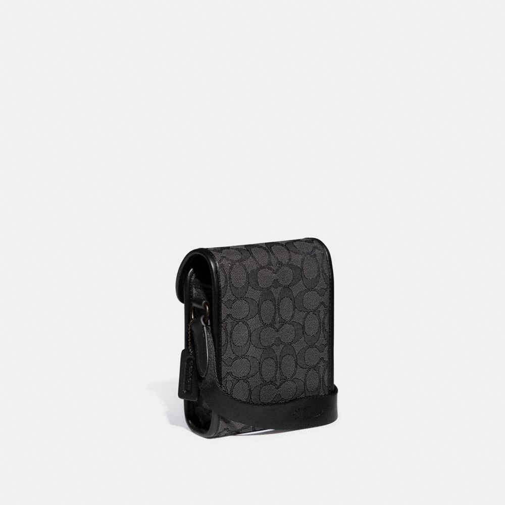 COACH® Charter North/South With Hybrid Pouch In Signature Jacquard Crossbody Taske Herre Grå Sort | DKJPK863