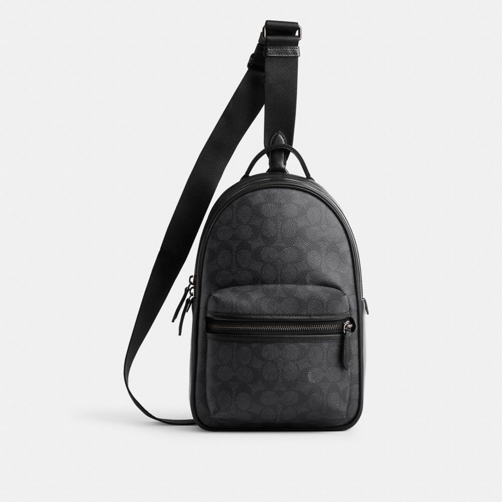 COACH® Charter Pack In Signature Canvas Håndtaske Herre Grå | DKBEY851