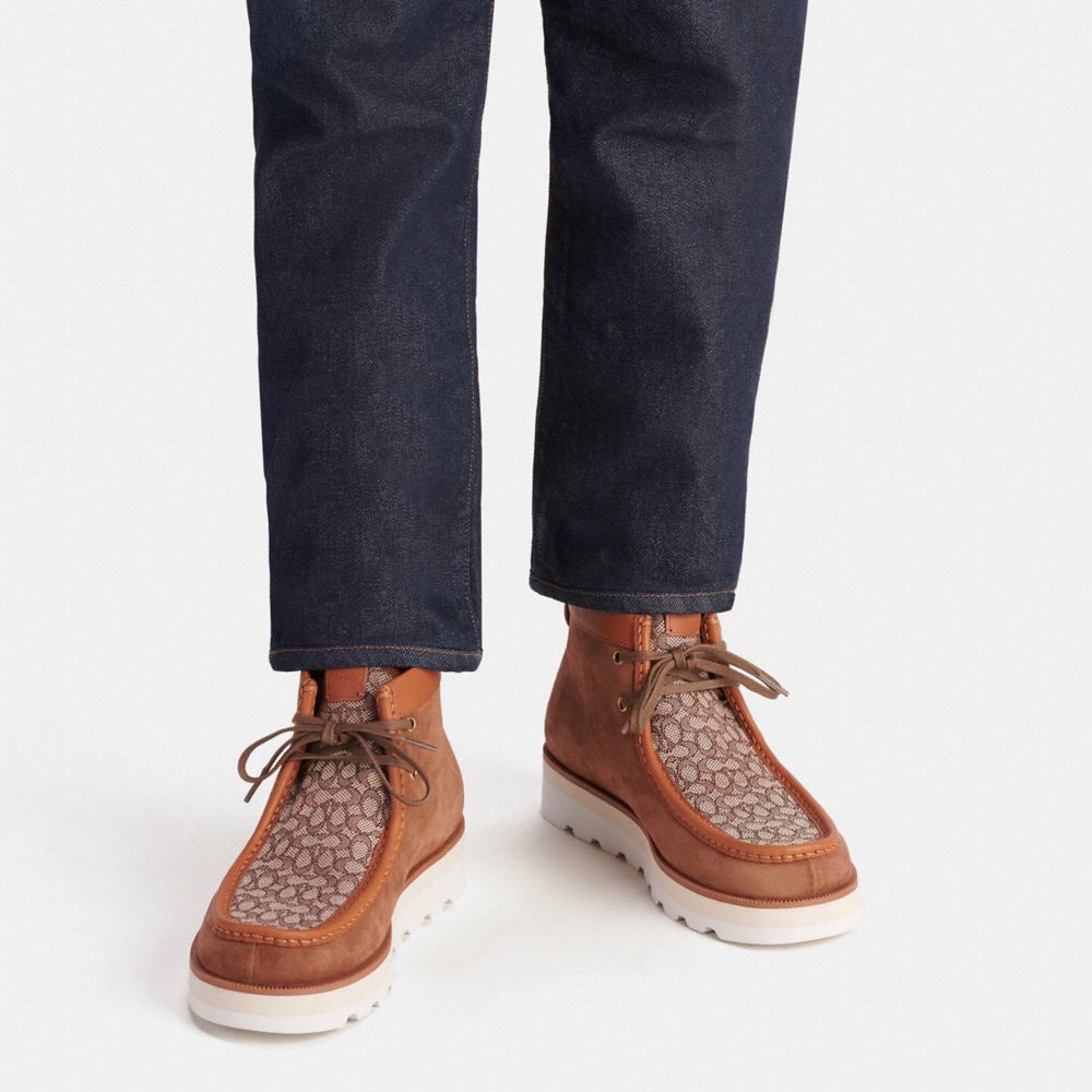 COACH® Chukka In Micro Signature Jacquard Støvler Herre Brune | DKPJX974