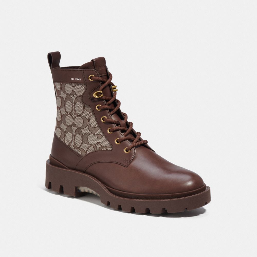 COACH® Citysole Lace Up In Signature Jacquard Støvler Herre Kaffe | DKSGL972