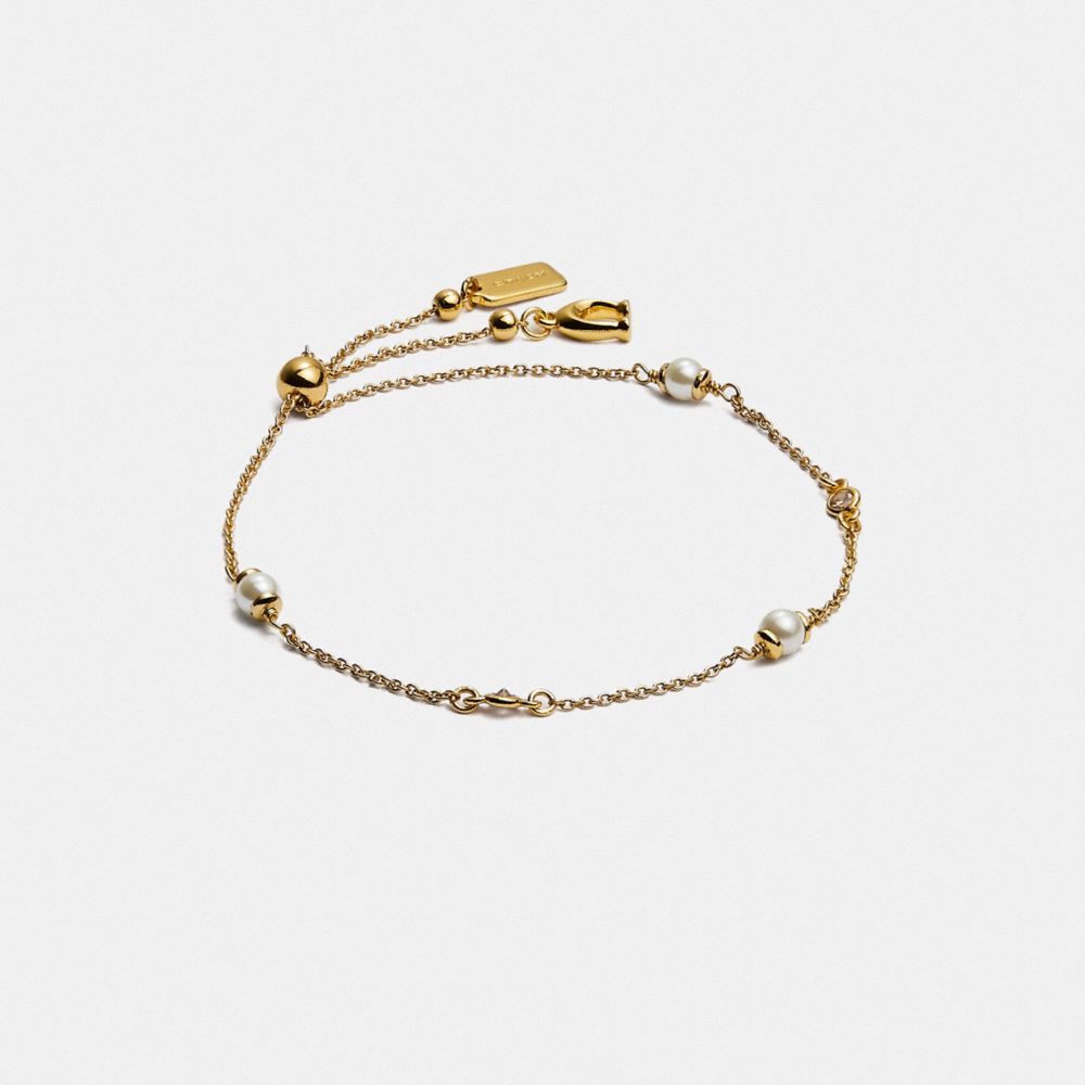 COACH® Classic Crystal Pearl Slider Armbånd Dame Guld | DKSGI556