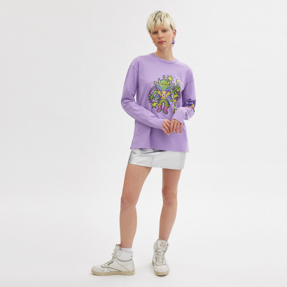 COACH® Cosmic Long Sleeve T Shirts Dame Lilla Flerfarvede | DKLIA586