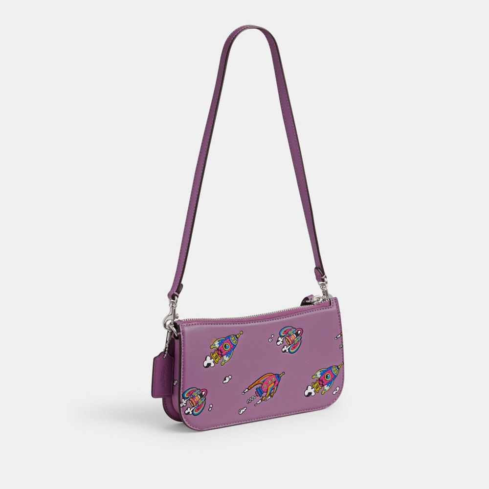 COACH® Cosmic Penn With Rocket Print Skulder Taske Dame Sølv Lilla Flerfarvede | DKJPV220