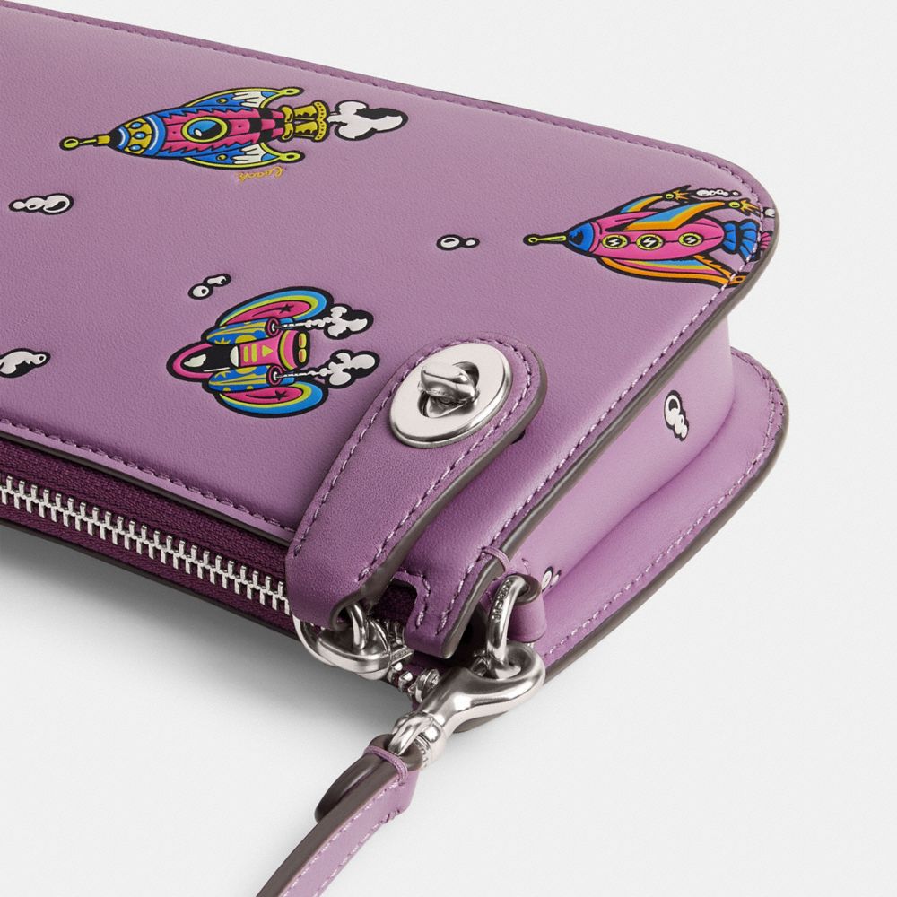 COACH® Cosmic Penn With Rocket Print Skulder Taske Dame Sølv Lilla Flerfarvede | DKJPV220