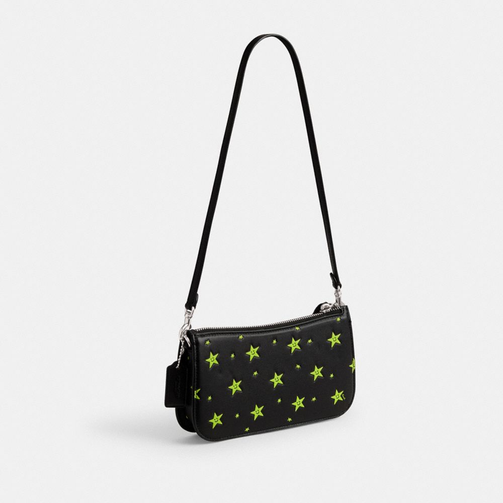 COACH® Cosmic Penn With Star Print Skulder Taske Dame Sølv Sort | DKHAC219