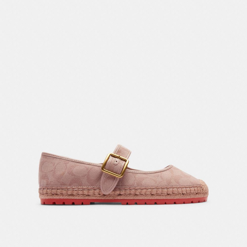 COACH® Courtney Espadrille In Signature Canvas Fritidssko Dame Lyselyserød | DKGSB761